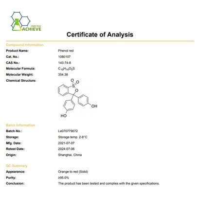 Phenol red COA CAS 143-74-8 | Shaanxi BLOOM Tech Co., Ltd Phenol red COA CAS 143-74-8 | Shaanxi BLOOM Tech Co., Ltd